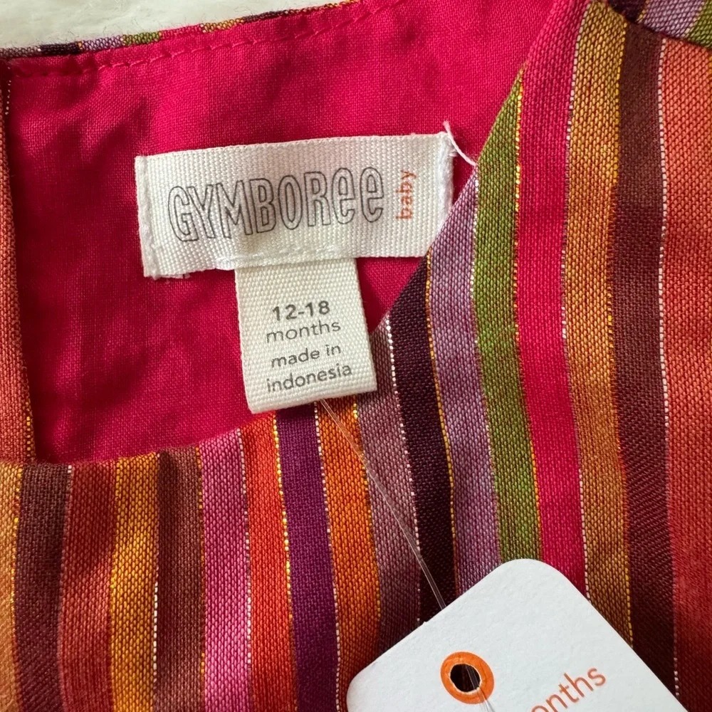 Gymboree 3/4 sleeve metallic stripped dress NWT size 12-18 months
